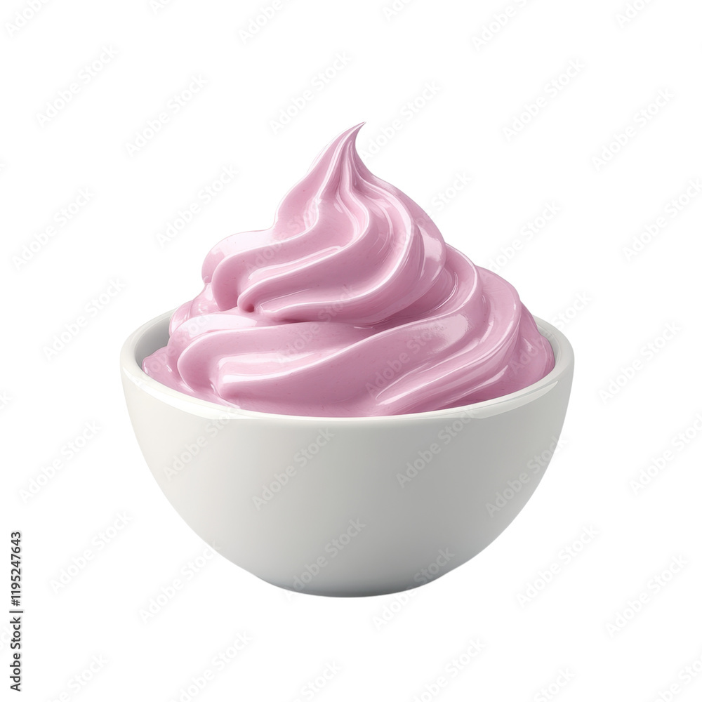 Delicious Pink Frozen Yogurt in a White Bowl A Creamy Swirl of Sweetness Perfect for a Summer Treat Delicious Pink Frozen Yogurt in a White Bowl A Creamy Swirl of Sweetness Perfect for a Summer Treat