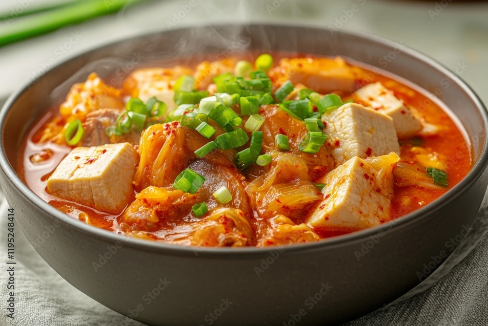 Aromatic and Spicy Kimchi Jjigae with Tofu, a Korean Stew Aromatic and Spicy Kimchi Jjigae with Tofu, a Korean Stew
