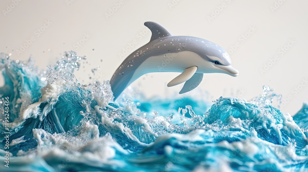 Fototapeta premium Dolphin Leaping Over Ocean Waves