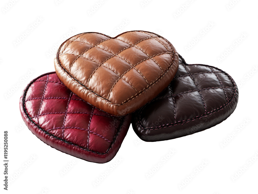 Quilted Heart Coasters in Various Colors on Transparent Background Quilted Heart Coasters in Various Colors on Transparent Background