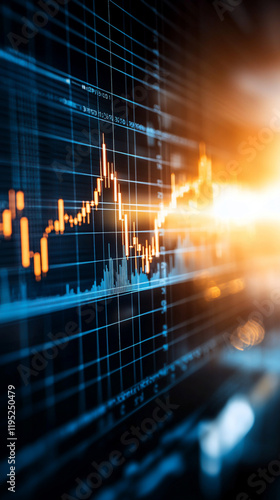 Vibrant stock market chart depicting financial growth and market analysis.
