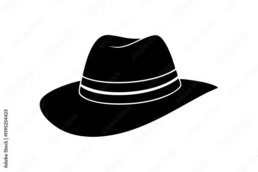Cowboy hat silhouette vector art illustration with white background Cowboy hat silhouette vector art illustration with white background