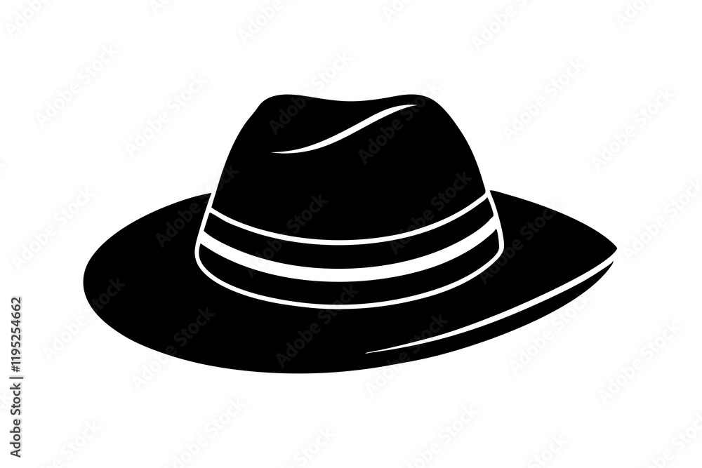 Cowboy hat silhouette vector art illustration with white background Cowboy hat silhouette vector art illustration with white background