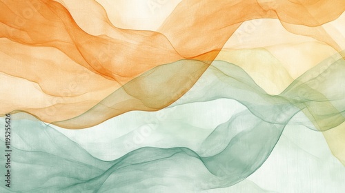 Wallpaper Mural Soft pencil strokes create layered textures in muted amber and mint, enhancing depth and contrast in contemporary art Torontodigital.ca