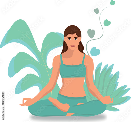 Wallpaper Mural Woman in Lotus Pose with Background Elements Torontodigital.ca