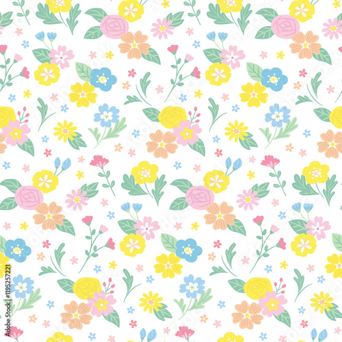 cute seamless pattern with flowers