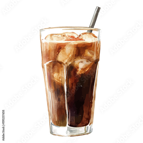 A watercolor of a cold brew, isolated on a white background. Cold brew vector.
