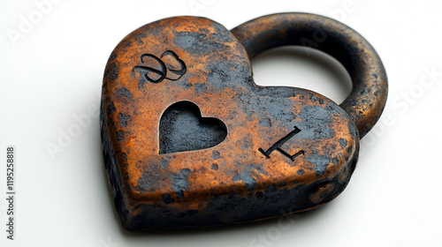 a love lock with initials engraved on it isolated on white background ai
