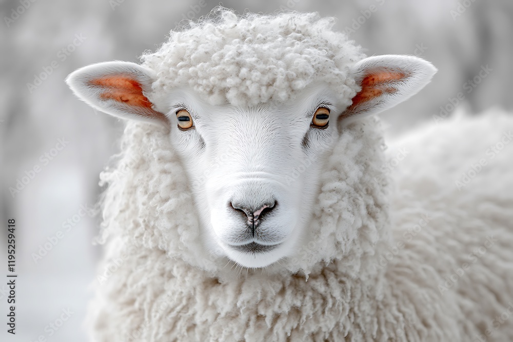 A Close Up Portrait Of A Fluffy White Sheep A Close Up Portrait Of A Fluffy White Sheep