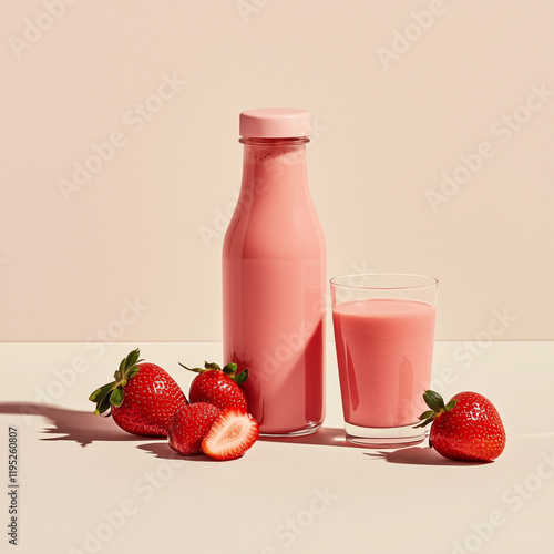 Pink Strawberry Smoothie - Refreshing Summer Drink photo