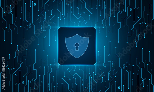 Cyber security technology concept , Shield With Keyhole icon , personal data , vector illustration.	
