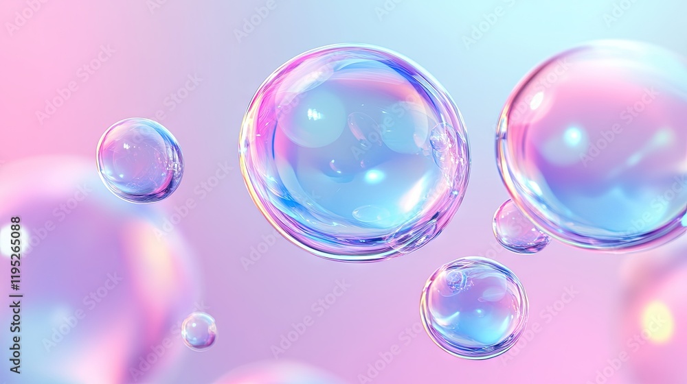 Colorful pink and blue gradient background with delicate transparent soap bubbles gently floating, reflecting light in pastel tones. Colorful pink and blue gradient background with delicate transparent soap bubbles gently floating, reflecting light in pastel tones.