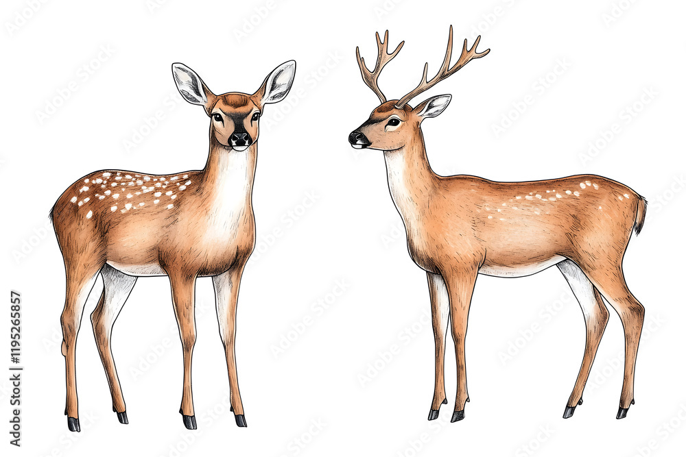 Deer silhouette wildlife simple drawing animal isolated on white background Deer silhouette wildlife simple drawing animal isolated on white background