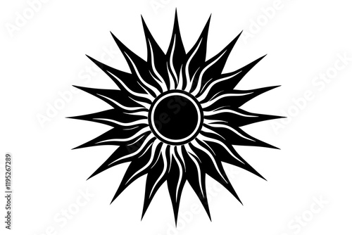 sun and flower silhouette vector