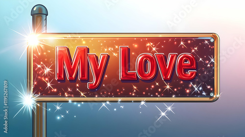 A street banner with glossy ruby red 