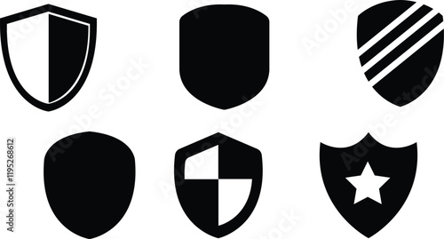 Shield icon set vector design on white background.