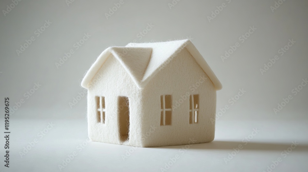 Elegant White Felt Miniature House - A Charming Architectural Design Elegant White Felt Miniature House - A Charming Architectural Design
