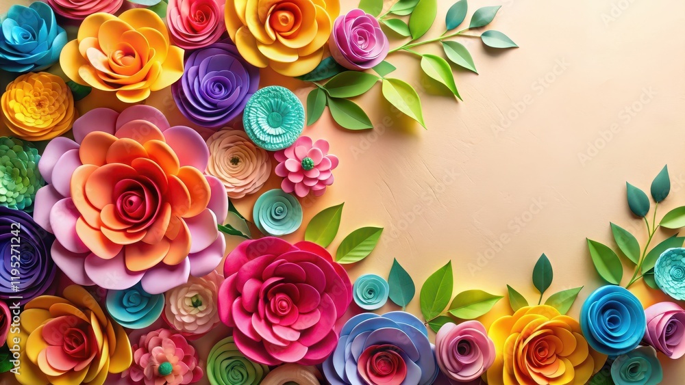 Vibrant paper roses in a floral arrangement, rose bouquet Vibrant paper roses in a floral arrangement, rose bouquet