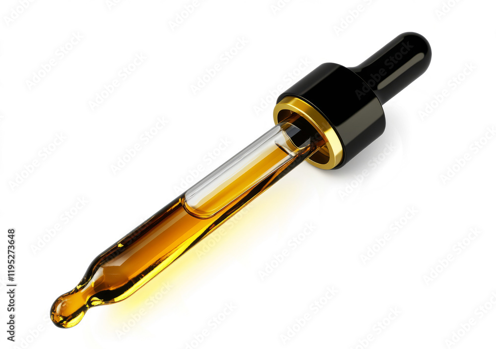 Fototapeta premium clear glass dropper filled with amber liquid 