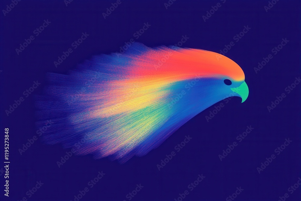 Fototapeta premium Neon- abstract bird dark background