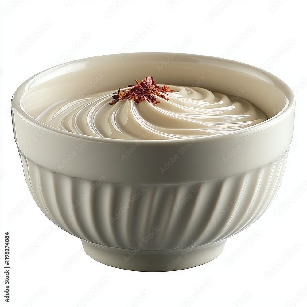 Creamy Swirled Yogurt with Dried Cranberries in a Bowl Creamy Swirled Yogurt with Dried Cranberries in a Bowl