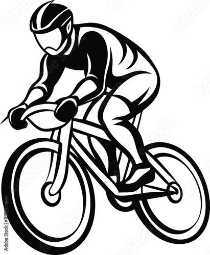 Cyclist riding bicycle line art vector illustration, Cyclist riding bicycle silhouette vector art, Cyclist riding bicycle vector photo