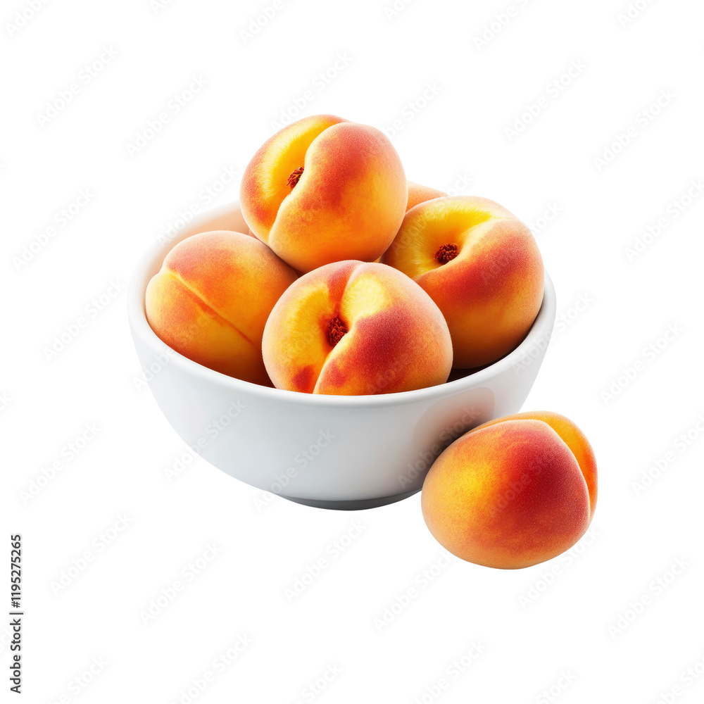Fresh Juicy Peaches in a White Bowl Fresh Juicy Peaches in a White Bowl