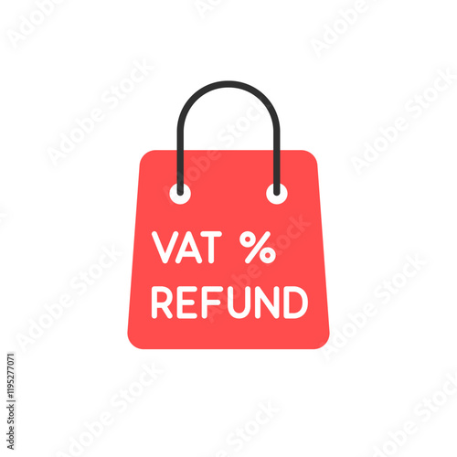 vat refund icon with red shopping bag