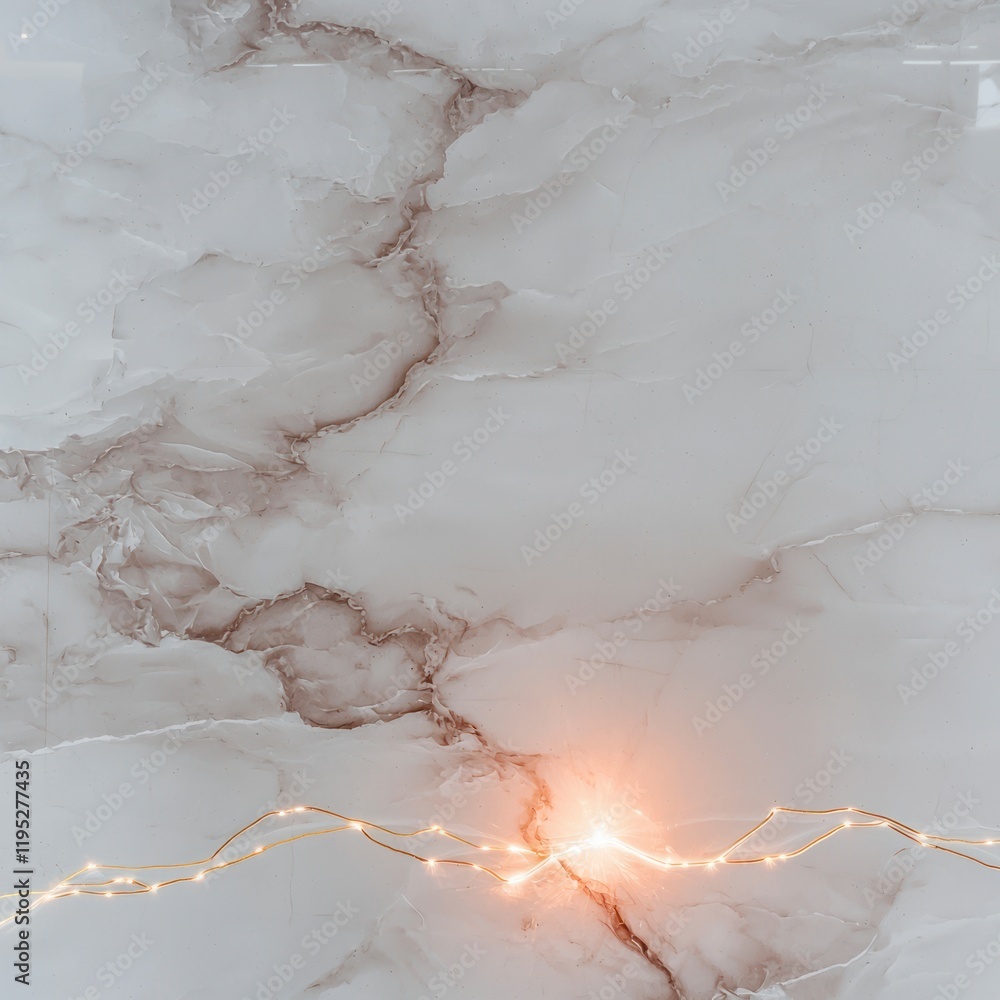 Fototapeta premium Elegant Marble Texture Background with Golden String Lights
