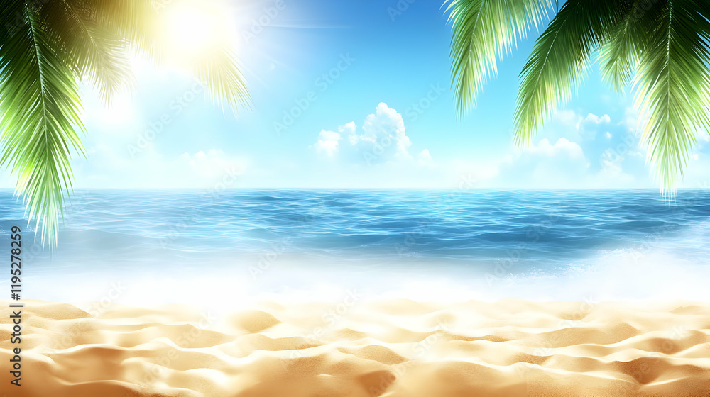 Obraz premium Sunny Beach Summer Background Illustration