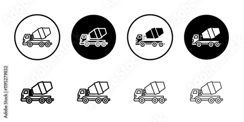 cement truck icon Simple outline illustration set