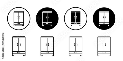 cupboard icon Simple outline illustration set