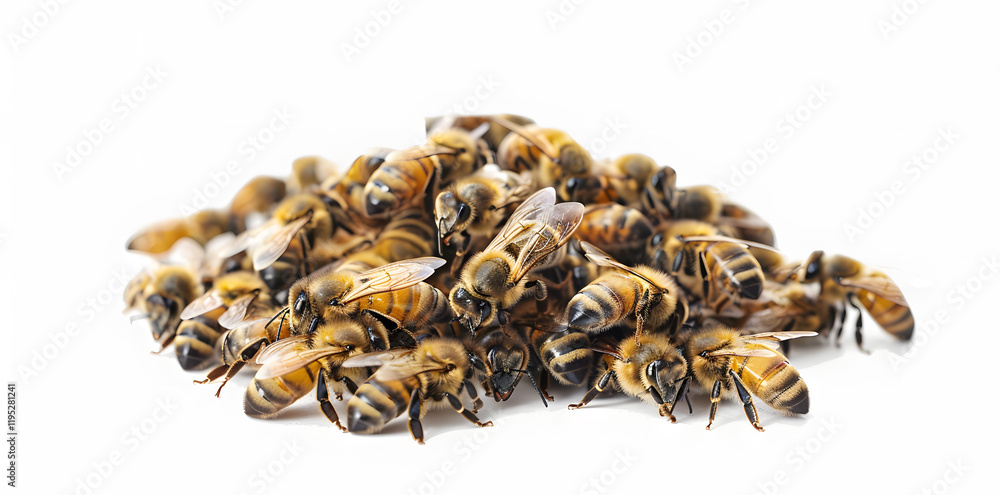 Pile of bees isolated on white background Pile of bees isolated on white background