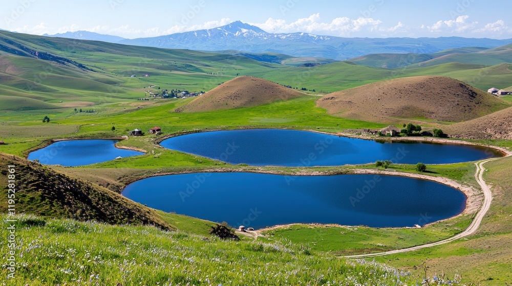 Serene mountain lakes landscape Serene mountain lakes landscape