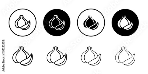 garlic icon Simple outline illustration set