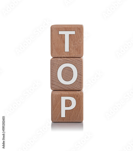 Obraz na płótnie Wooden cubes with the inscription TOP on a white background. w salonie
