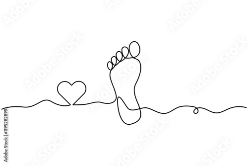 Foot sole continuous one line drawing of outline vector illustration of minimalist