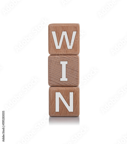Obraz na płótnie Wooden cubes with the inscription WIN on a white background. w salonie