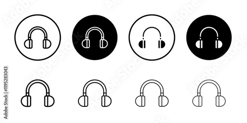 headphone icon Simple outline illustration set