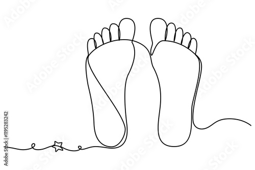 Foot sole continuous one line drawing of outline vector illustration of minimalist