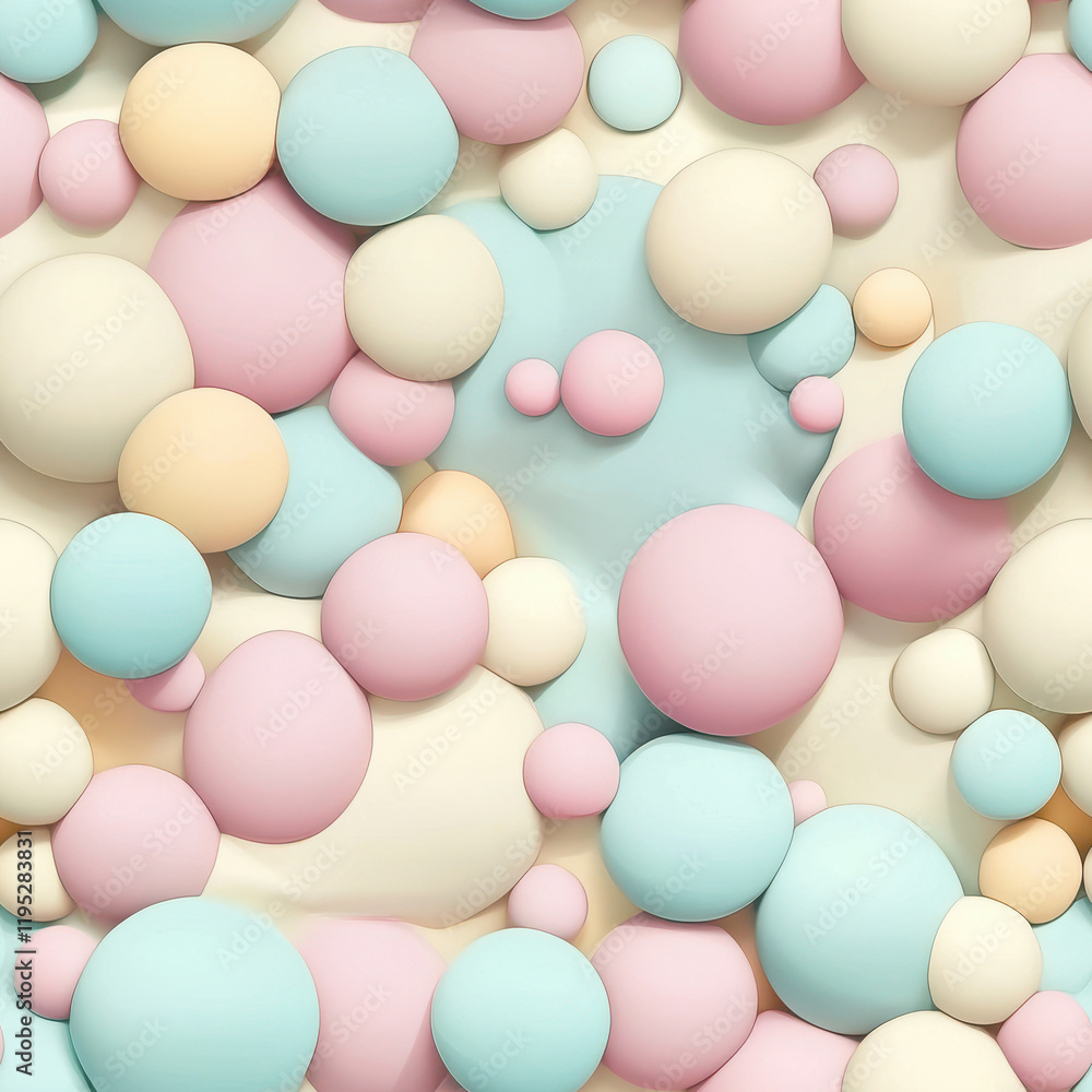 Soft pastel spheres in various sizes create playful and vibrant abstract background. combination of colors evokes sense of whimsy and creativity, perfect for design projects Soft pastel spheres in various sizes create playful and vibrant abstract background. combination of colors evokes sense of whimsy and creativity, perfect for design projects