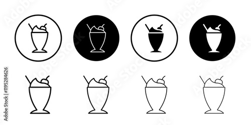 milk shake icon Simple outline illustration set