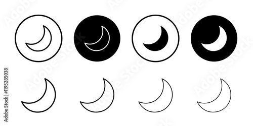 moon icon Simple outline illustration set