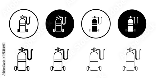 oxygen cylinder icon Simple outline illustration set