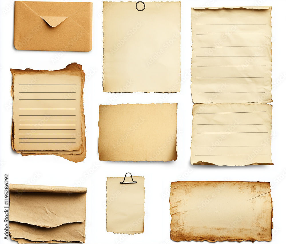 Fototapeta premium set of note papers on white background