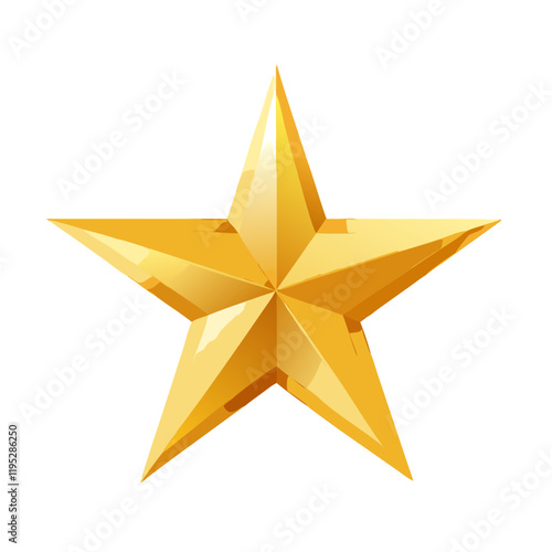 Golden star with layered facets and shiny finish
