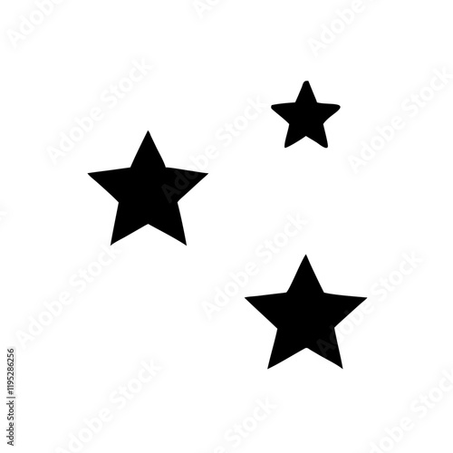 Black stars in varying sizes on a minimalistic layout