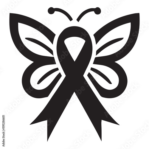 breast cancer awareness butterfly silhouette vector illustration