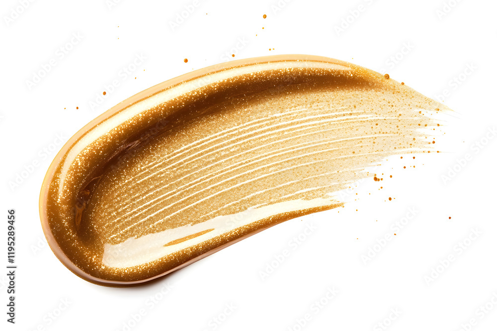 Golden metallic gel or paint smear isolated on white background Golden metallic gel or paint smear isolated on white background