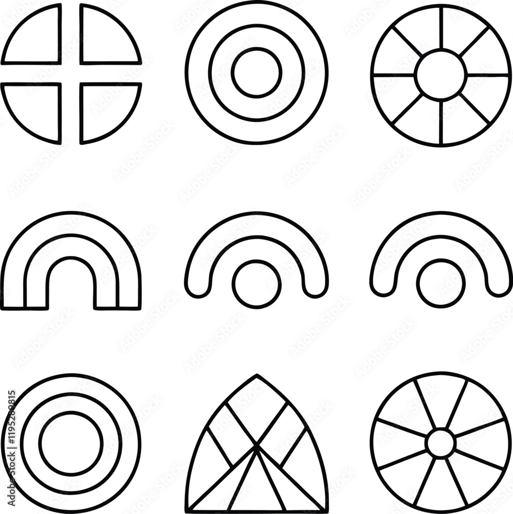 Geometric Shapes Icons Circles, Targets, Arcs, and Crosses Geometric Shapes Icons Circles, Targets, Arcs, and Crosses